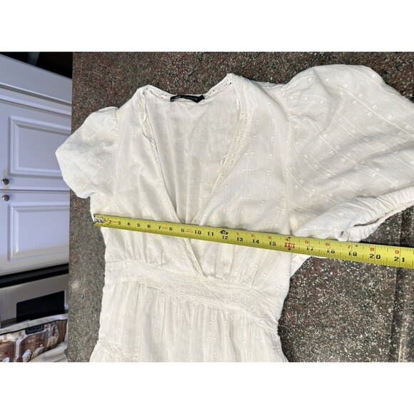 Zara WHITE LACE INSERT DRESS WITH BALLON SLEEVES MEDIUM cottate core mini Size M - Picture 10 of 14